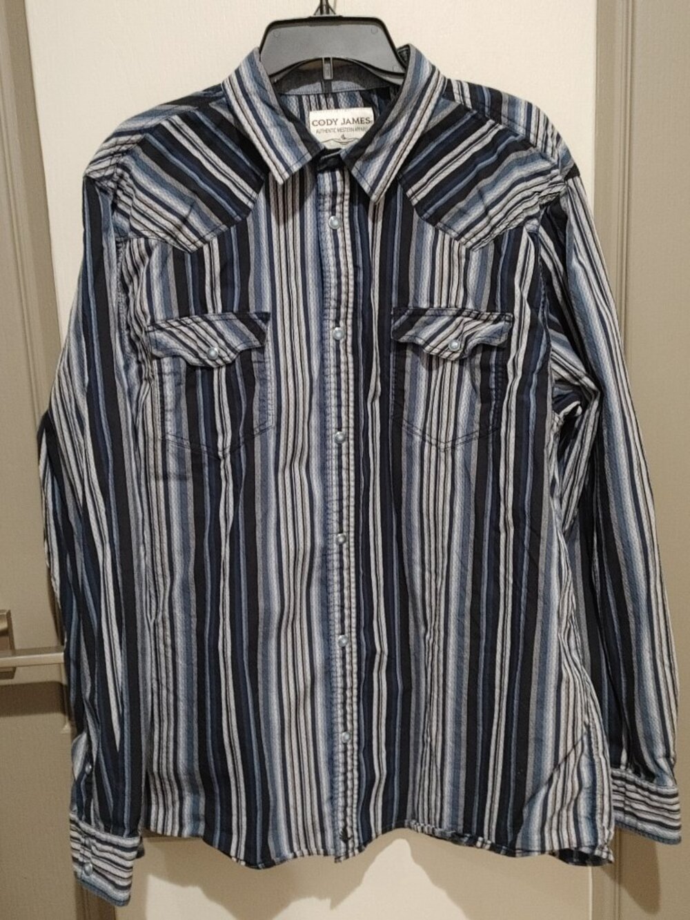 Cody James Men’s Striped Long Sleeve Pearl Snap Western Shirt - Size XL